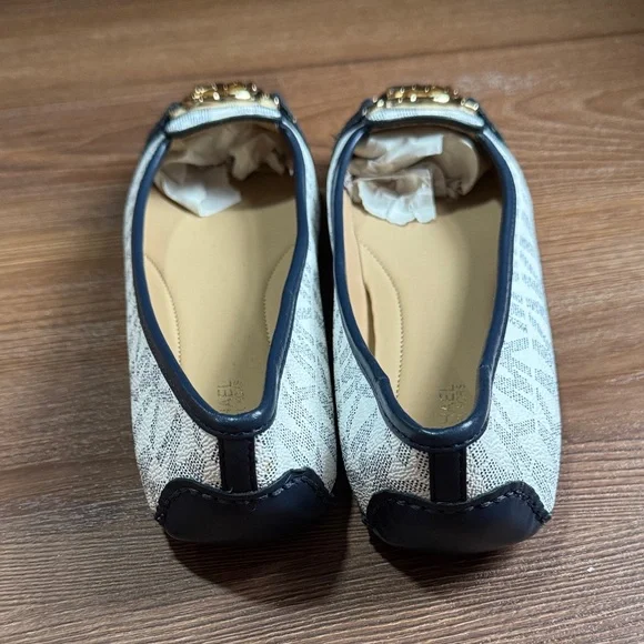 Michael Kors Cream and Navy Loafers with Gold Accent - Picture 4 of 7